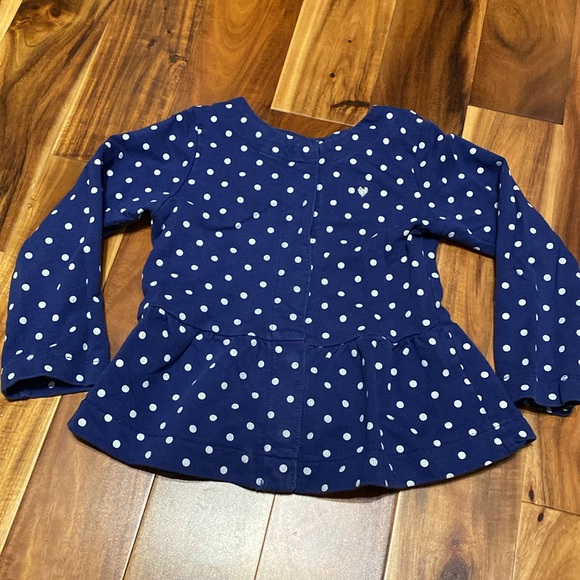 Girl’s Size 3 Carter’s Outfit: Denim Apron Dress, Polka Dot T-shirt & Cardigan - Picture 6 of 9